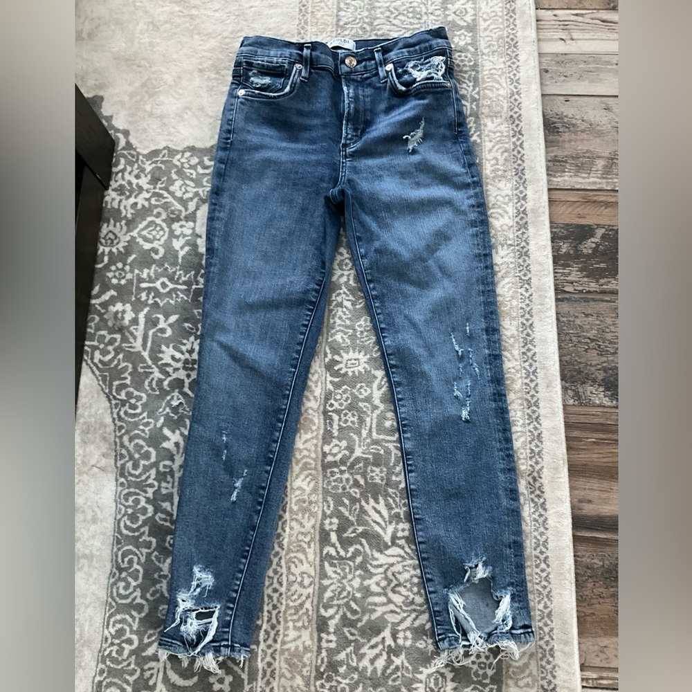Agolde Dark Blue Distressed Skinny Jeans 27